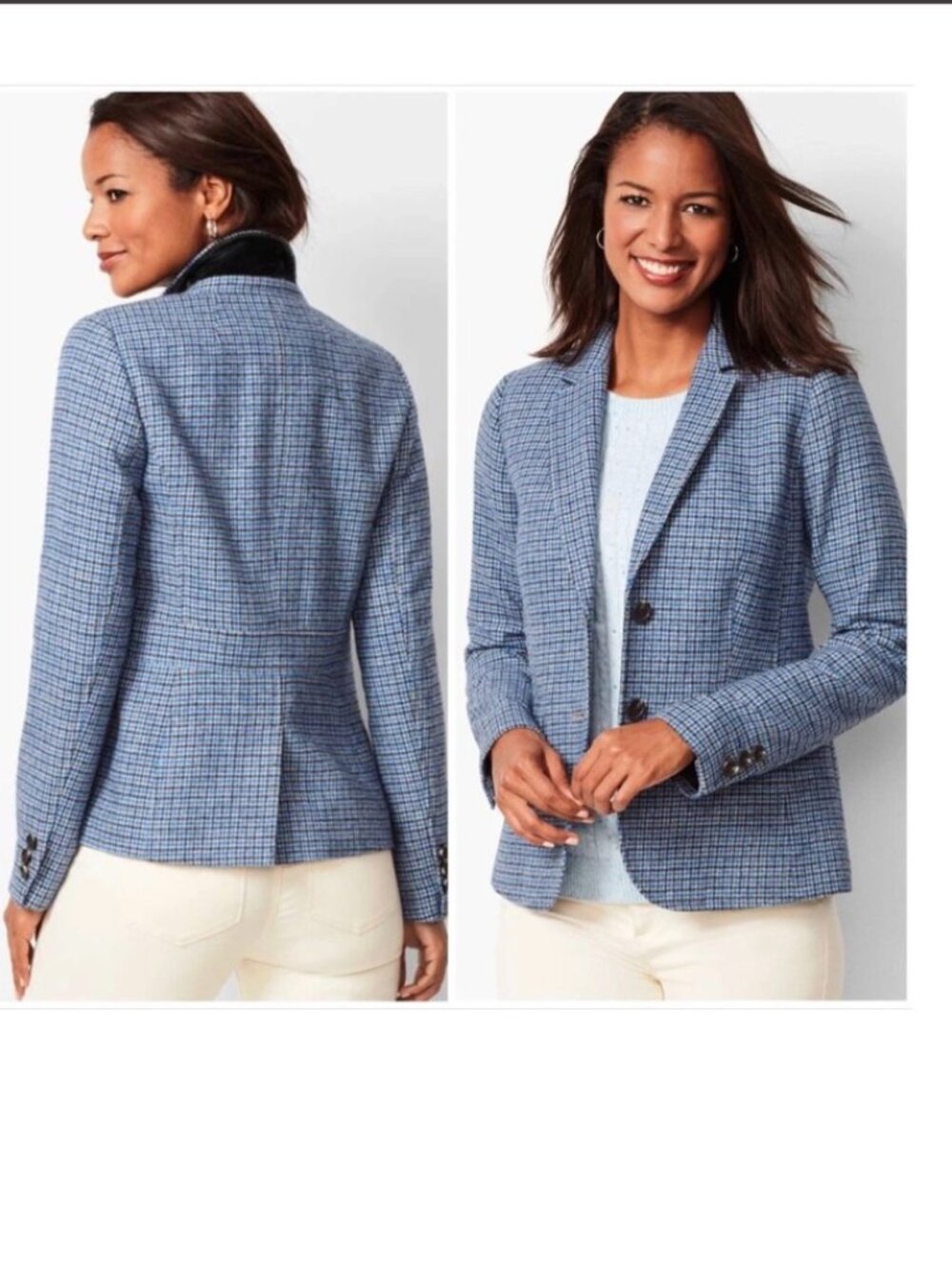 Talbots Shetland Aberdeen Blazer 12 Blue Plaid Wool Preppy Old Money Academia